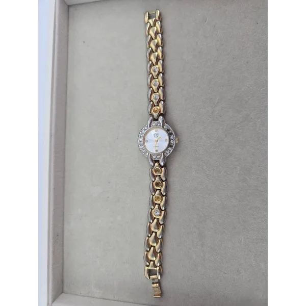 Elizabeth Taylor Wrist Watch Womens Two-Tone Rhinestone Bezel Analog Quartz* - Image 2