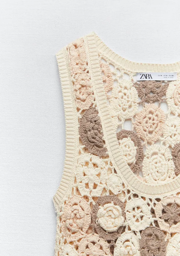 ZARA Floral Crochet Knit Dress - Image 7