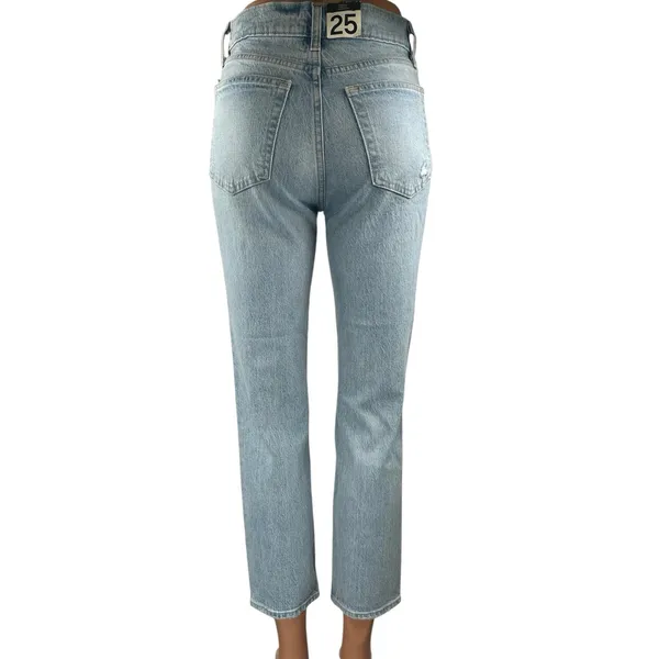 NEW Gap Cheeky Straight High Rise Blue Distressed Cropped Denim Jeans Size 25 - Image 3