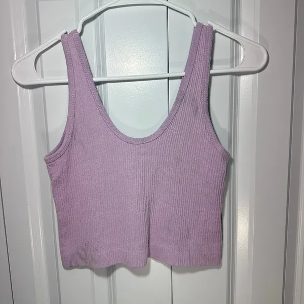 Out From Under Drew Tank Top Womens‎ L Purple Ribbed Cropped Scoop Neck Stretch - Image 3