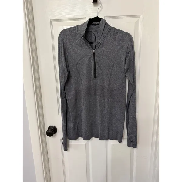 Lululemon Swiftly Tech 1/2 Zip Long Sleeve Heathered‎ Grey Size 12 Pullover - Image 2