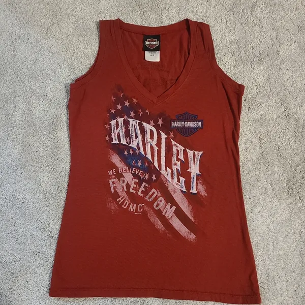 Harley Davidson Women's Tank Top Size Medium We Believe in Freedom Vintage - Image 2