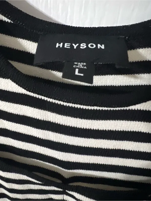 Heyson Black and White Striped Long-Sleeve Tee - Image 2