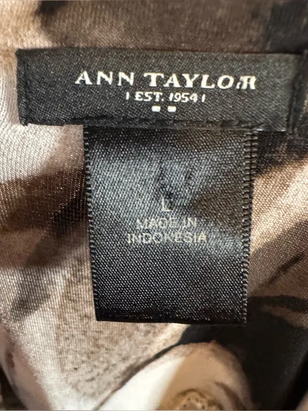 Ann Taylor mocha brown black and white empire waist maxi dress size large - Image 4