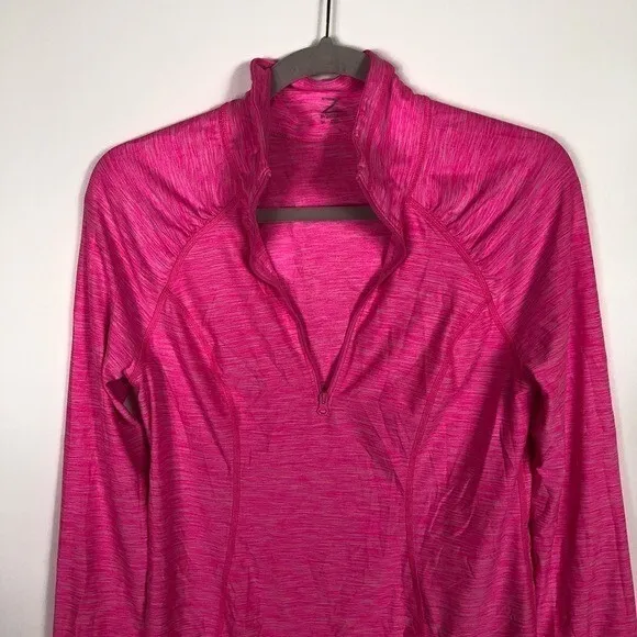 Zella Women's‎ Athletic Zip Neck Long Sleeve Shirt Bright Pink Heathered Size M - Image 3