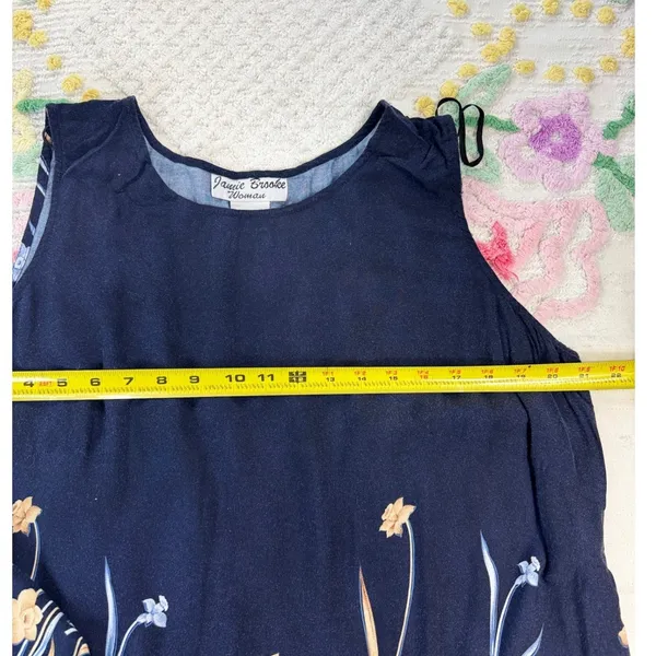 Vintage Jamie Brooke‎ Woman Navy Floral Rayon Sleeveless Maxi Dress 18W Boho - Image 6