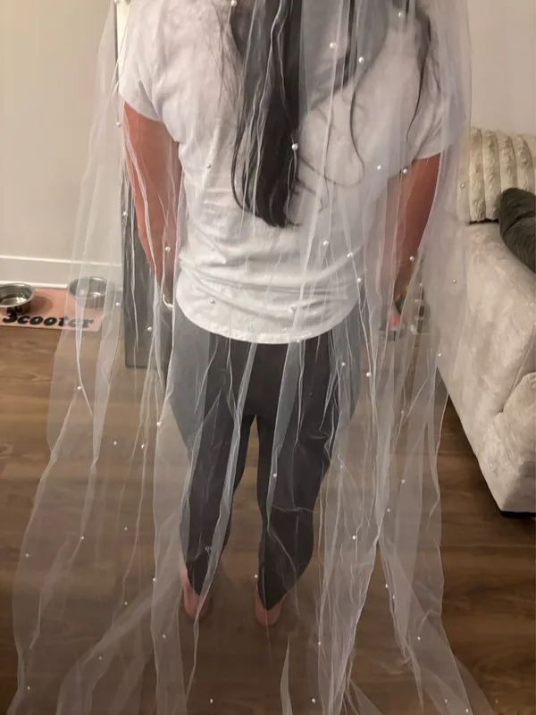 Custom Pearl Cathedral Veil White - Image 5