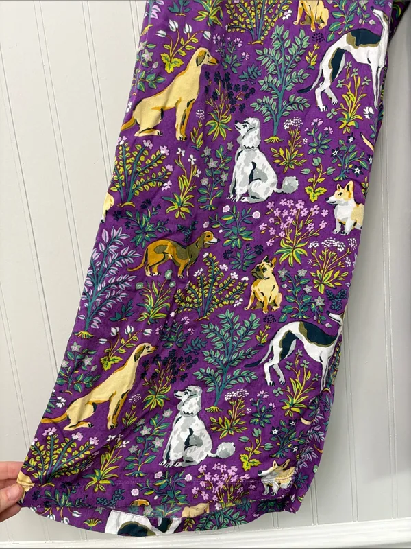 Printfresh Wide Leg Pajama Pants Women Size XS Purple Dogs Lounge - Image 2