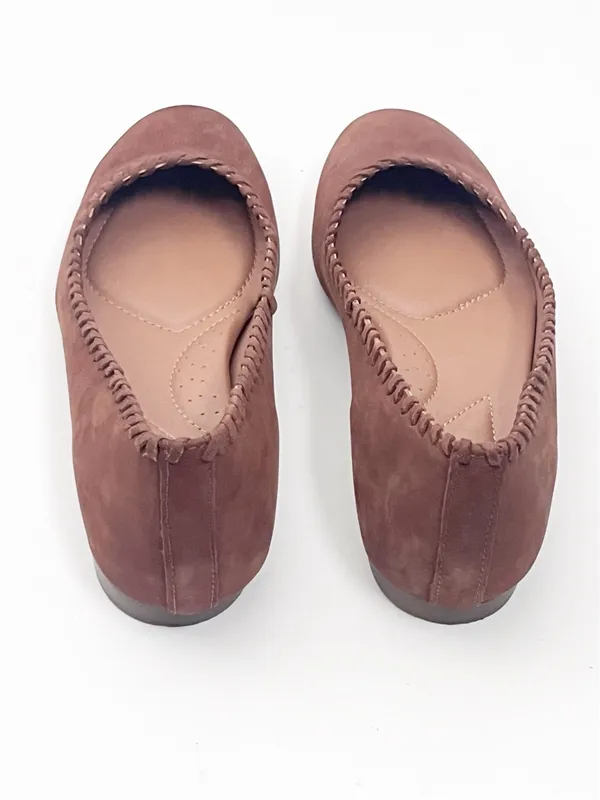 JOIE Brown Suede Almond Top Braided Trim Details Slip On Ballet Flats 8.5 - Image 7