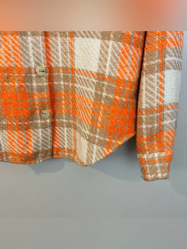 Reserved Orange Plaid Medium Weight Button Down Collared Shirt Size Small - Image 9