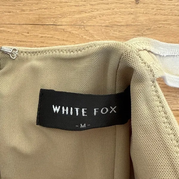 White Fox - I Love It Sleeveless Mini Dress in Khaki Tan - Image 3