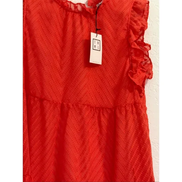 THML Women's To The Venue Dress In Terracotta MIDI new tiered S - Image 6