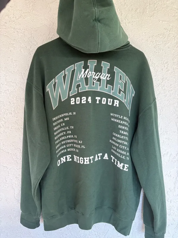 Morgan Wallen Hoodie Green Size L - Image 4