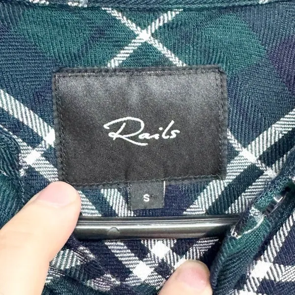 Rails Plaid Button Down Tunic Women Small‎ Green Hunter Longline Flannel Tunic - Image 2
