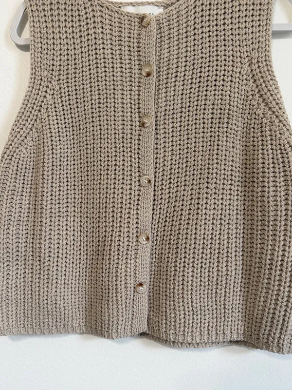 Luminary Fine Collection Sweater Vest Sleeveless Size Medium Cream Neutral Knit - Image 5