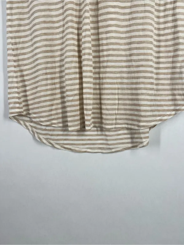 Anthropologie‎ Neutral Beige & White Striped V‑Neck Tee - Image 9