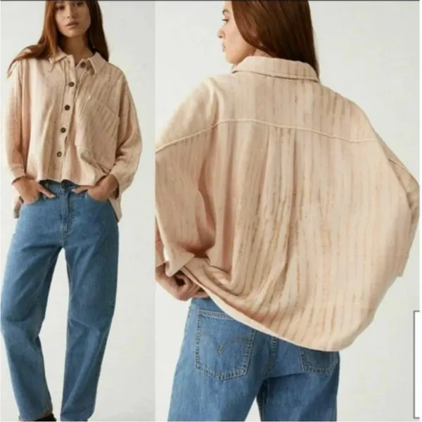 Free People We The Free Women's Shirt Jacket‎ XS Pink Montauk Oversized - Image 2