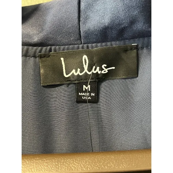 Lulus Jumpsuit Women Medium One Piece Blue Tie Modern City‎ Preppy Office NWT - Image 4