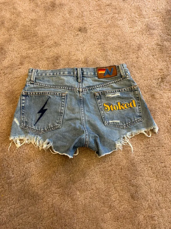 Aviator Nation Stoked Jean Denim Shorts Size 24 - Image 5