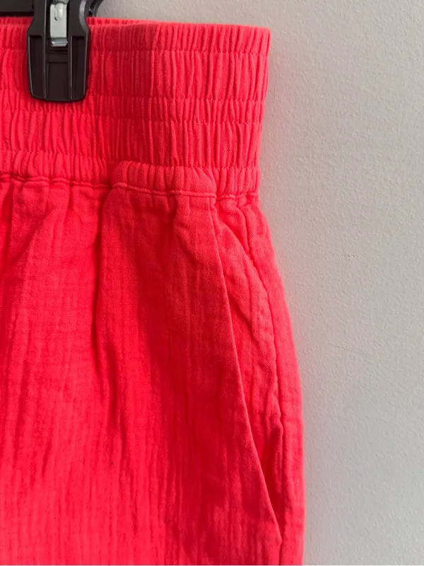 Boden Women’s US 10 Coral Red Cotton Pull-On Smocked Waist Shorts - Image 5