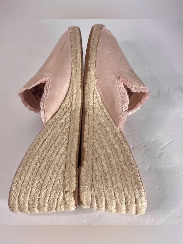 LAUREN RALPH LAUREN Wedges sz9.5 Pink Satin Fringe Espadrille Classy - Image 5