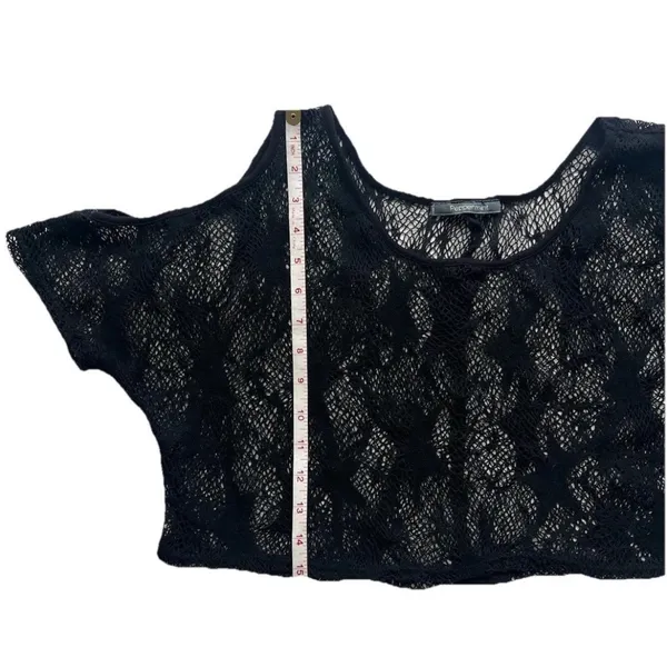 Vintage Peppermint Knit Lace Women’s Crop Top S Cold Shoulder Festival Summer - Image 5