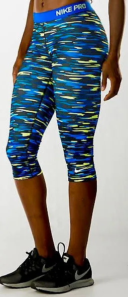 Nike Pro Haze Compression Capri dry fit Legging 729415-480 blue,black,neon green - Image 3