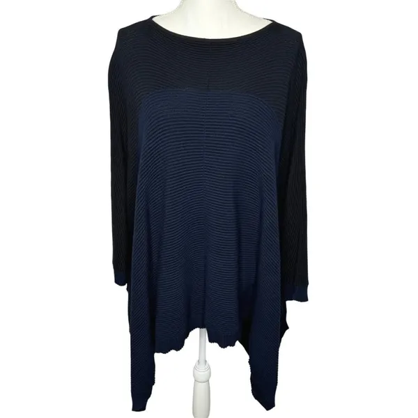 Lululemon It All Lines Up Poncho Sweater OS Navy Black Ribbed Knit Travel‎ Cozy - Image 4