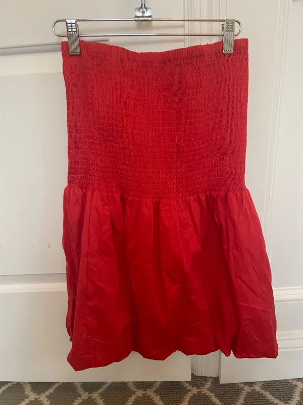 Simo Miller Red Via Smocked Mini Dress Size M! - Image 6