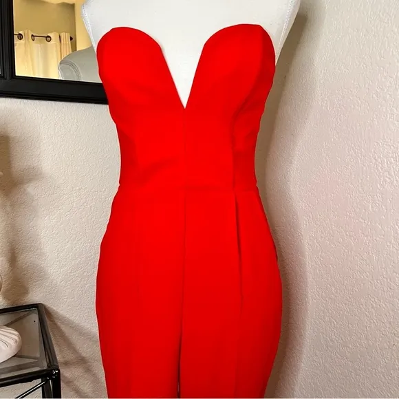 AMANDA UPRICHARD Red Cherri Sweetheart Jumpsuit NWOT Size‎ P - Image 5