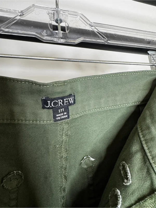 J. Crew Green Sailor Slim Wide Leg Chino Pant Cropped size 27T Tall Inseam BY638 - Image 12