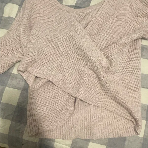 Lilac colored aerie cross back sweater - Image 3