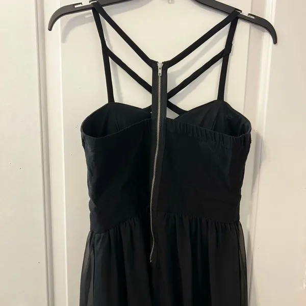Windsor Black Strappy Dress Size 11 High Low Chiffon Skirt Party Dress - Image 4
