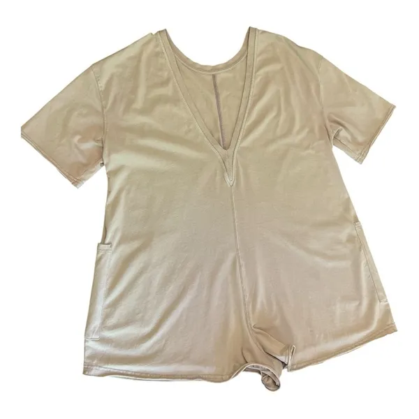 Free People Movement Hot Shot Tan Romper Tee, Small - Image 7