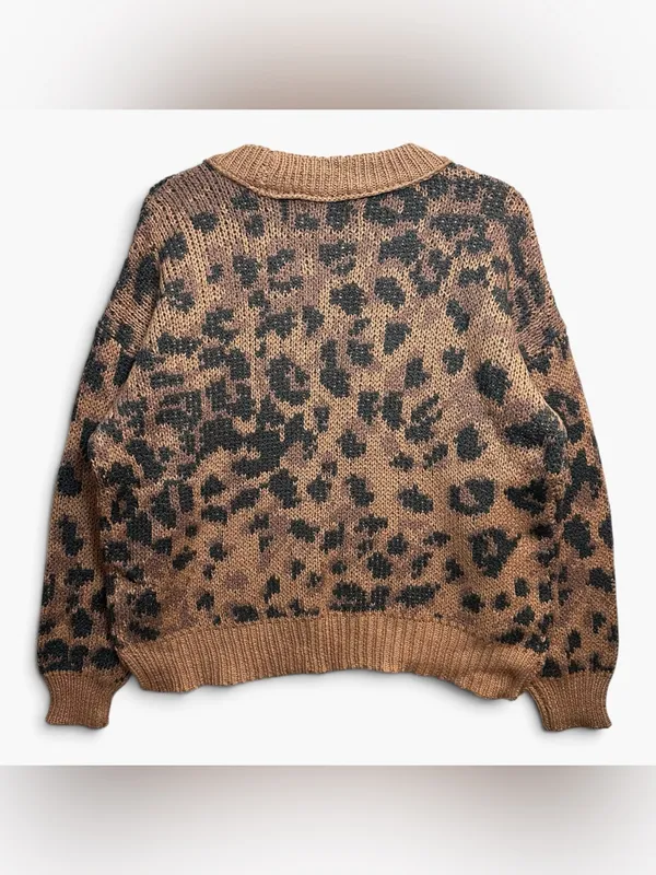 Aerie Leopard Print Oversized Knit Sweater Size Small Brown Black NWT - Image 4