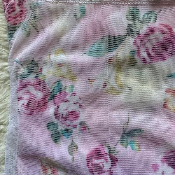 Pucker Up Slip Nightgown Sleepwear Vintage Floral Lace Pink L - Image 12