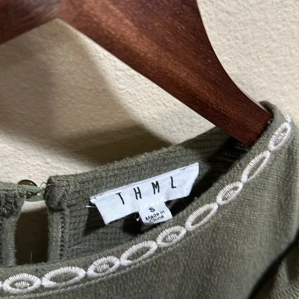 THML size small Flutter Sleeve Olive Dress - Image 6