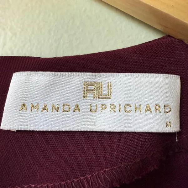 Amanda‎ Uprichard Dress Womens Medium Burgundy V Neck 3/4 Sleeve Career - Image 2
