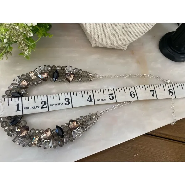 Silver Rhinestone and black rhinestone cluster necklace and earring set - Image 5