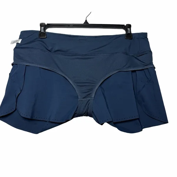 Athleta Ready Set Go Running Shorts Women XL Teal Blue Lined Zip Pocket - Image 7