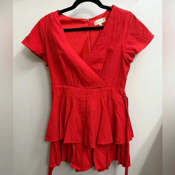 Altar’d state red tie in back romper size S - Image 4