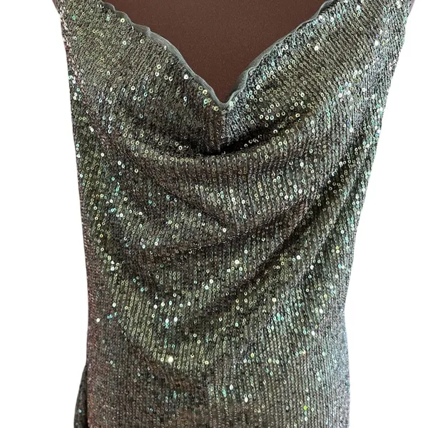 Elegant Green Sequin Mini Dress Size 14 - Image 3