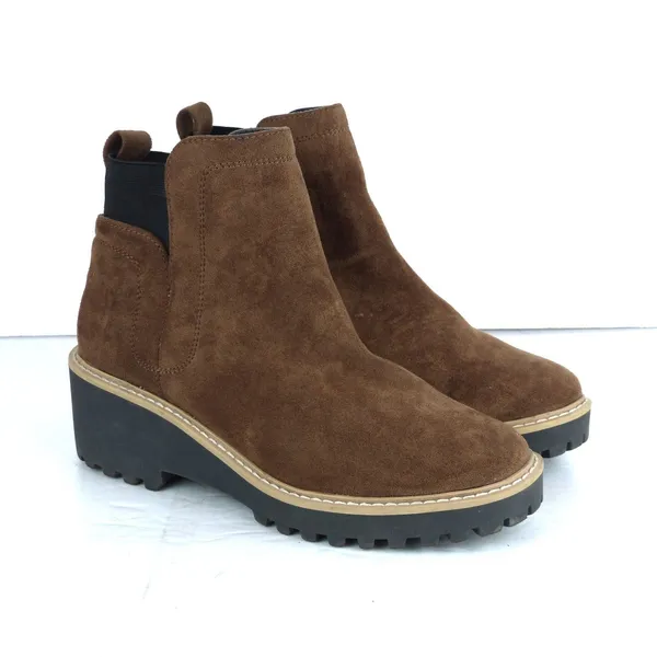 DV Dolce Vita Rango Chelsea Boots Womens 8.5 Brown Suede Lug Wedge Heel - Image 3