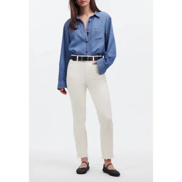 Madewell The Perfect Vintage Jean Womens 24 Tile White‎ Raw Hem High Rise Denim - Image 13
