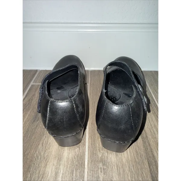Dansko Tandy Mary Jane Black Leather Women's Shoes Strappy Comfort Clog Sz 36 - Image 4