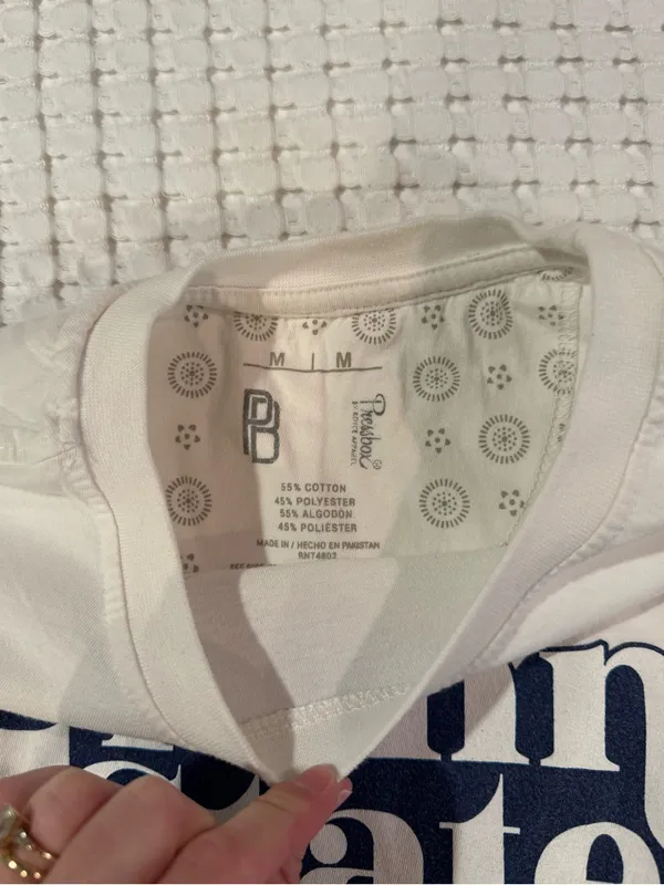 Pressbox White Crop Tee with Navy Penn State Logo - Image 2