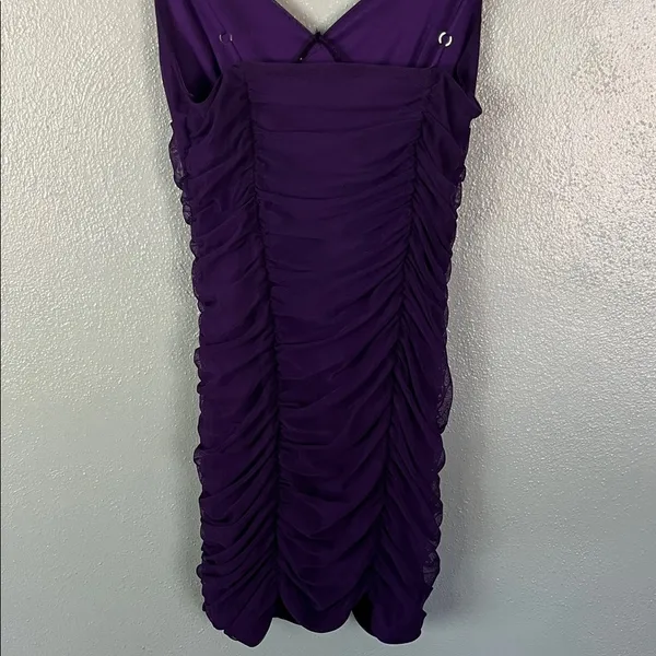 Lucy in the Sky Deep Purple Ruched Mini Dress - Image 6