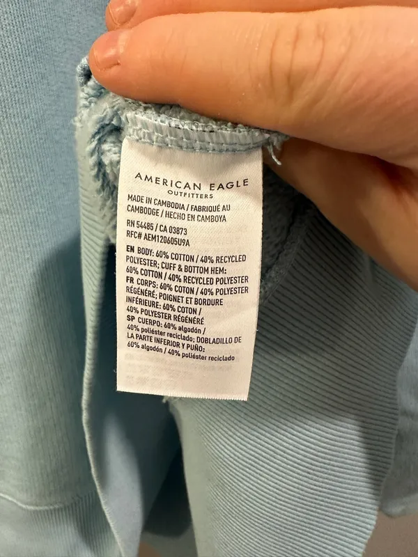 American Eagle Big Hug Henley Pullover Sweatshirt Light Blue - Image 5
