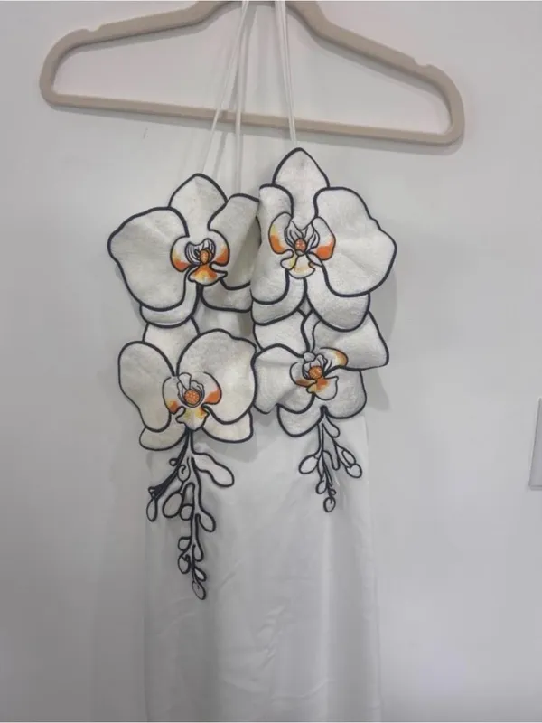JW PEI Orchid Embroidered Dress - White/Black - Image 4