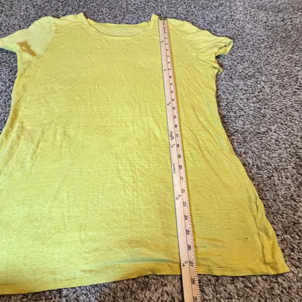 Eileen Fisher‎ Chartreuse Yellow Crew Neck Short Sleeve Tee XL Organic Linen - Image 4